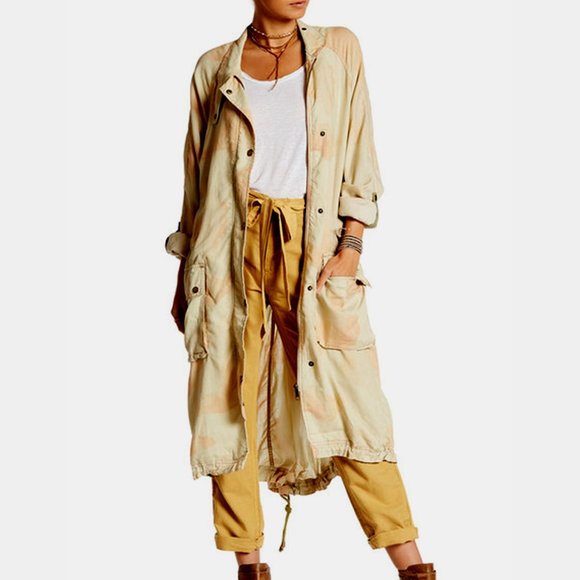 Free People 'Faded Camo' Duster Jacket XS/S to Med - Picture 1 of 11